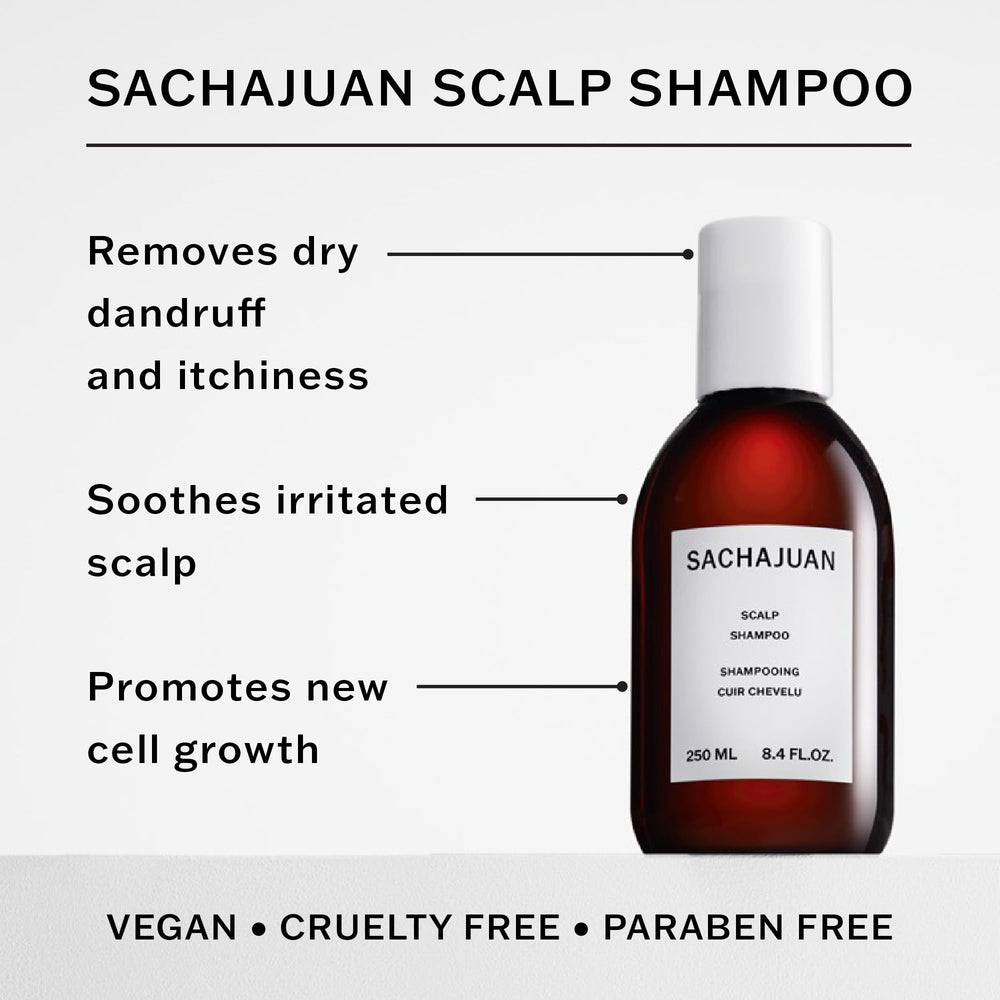 SACHAJUAN Scalp Shampoo foam close-up showing gentle cleansing action.