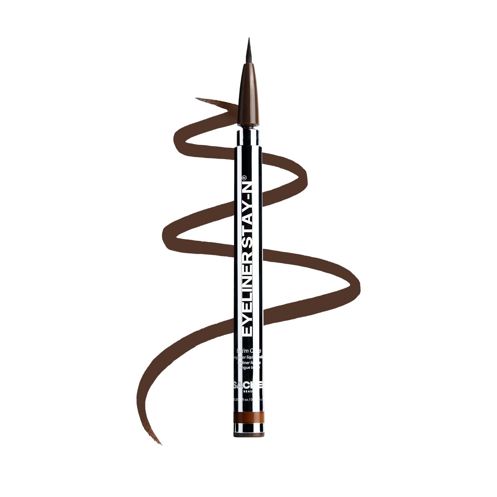 Sacheu Eyeliner STAY-N: aplicación 360° para delineado preciso todo el día.