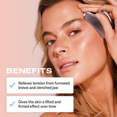 Sacheu Gua Sha lifts and firms with a smooth glide.
