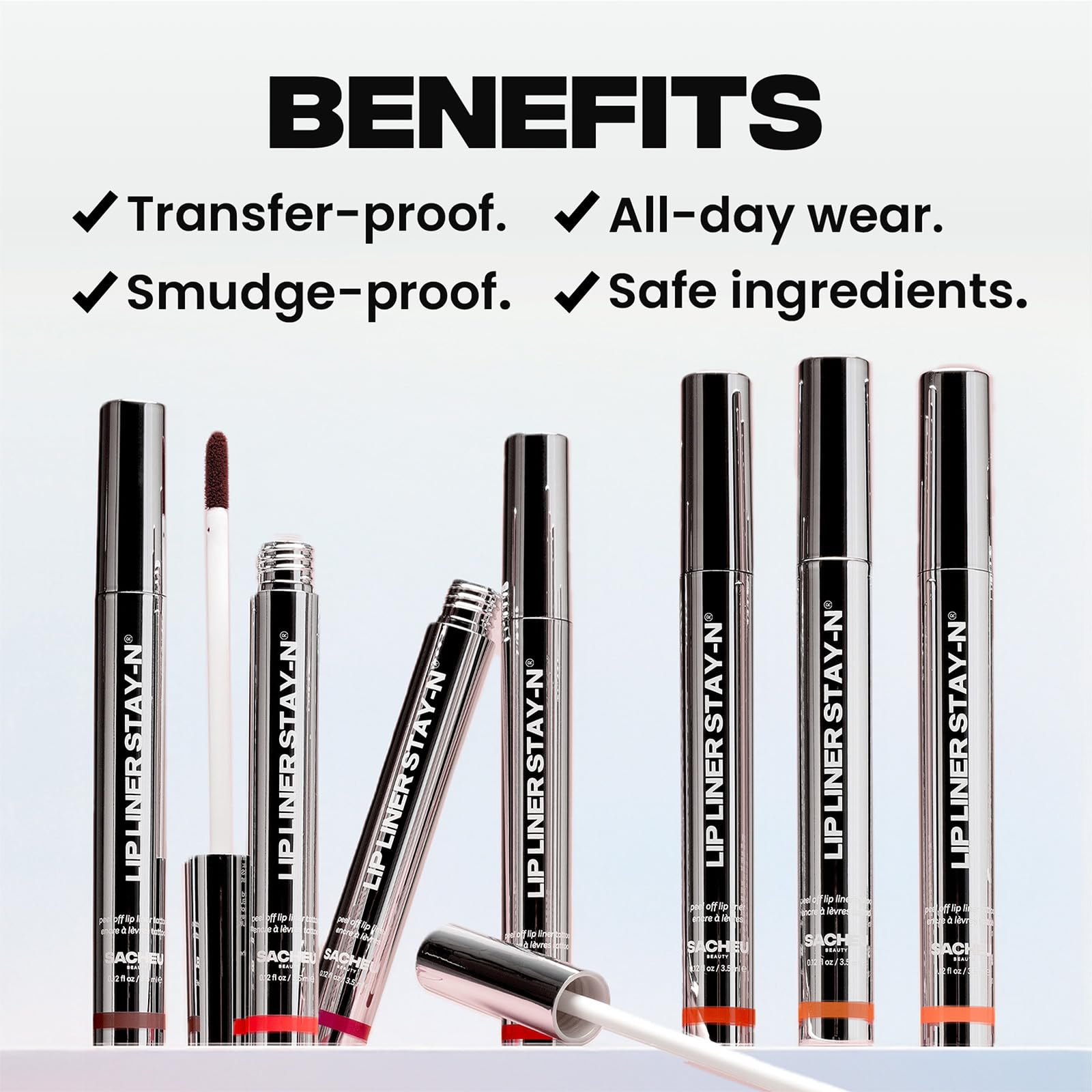 Sacheu Lip Liner STAY-N waterproof finish resists moisture.