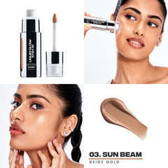 Sacheu Liquid Glow applicator wand enables precise, easy highlighter application.