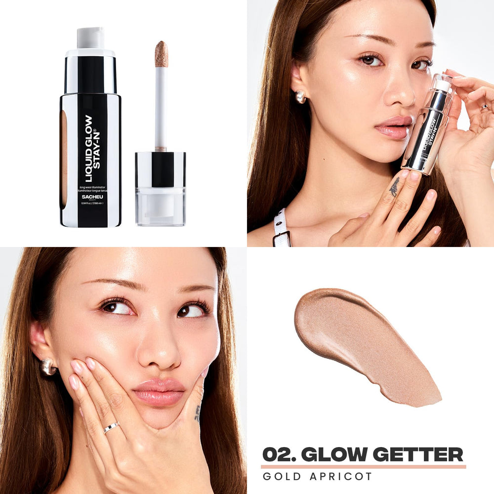 Sacheu Liquid Glow Stay-N doe-foot applicator for precise highlighting and blending.