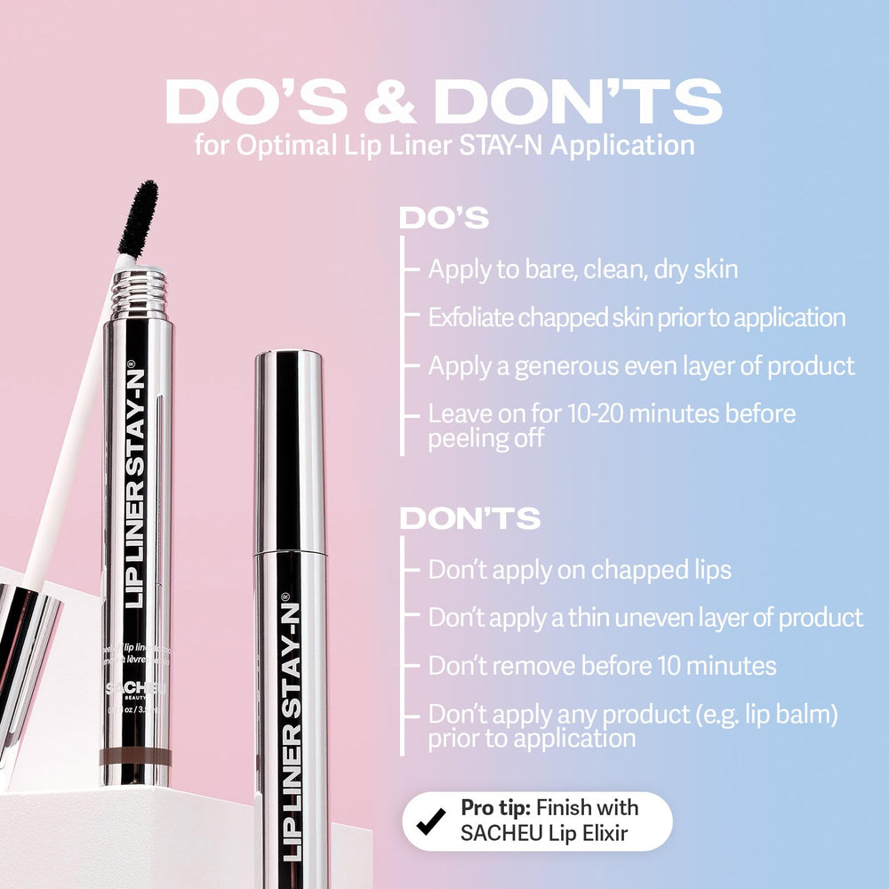 Sacheu Stay-N transfer-proof color on lips.