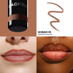 Sacheu Stay-N Peel-Off Lip Stain on lips swatch reveals transfer-proof color.