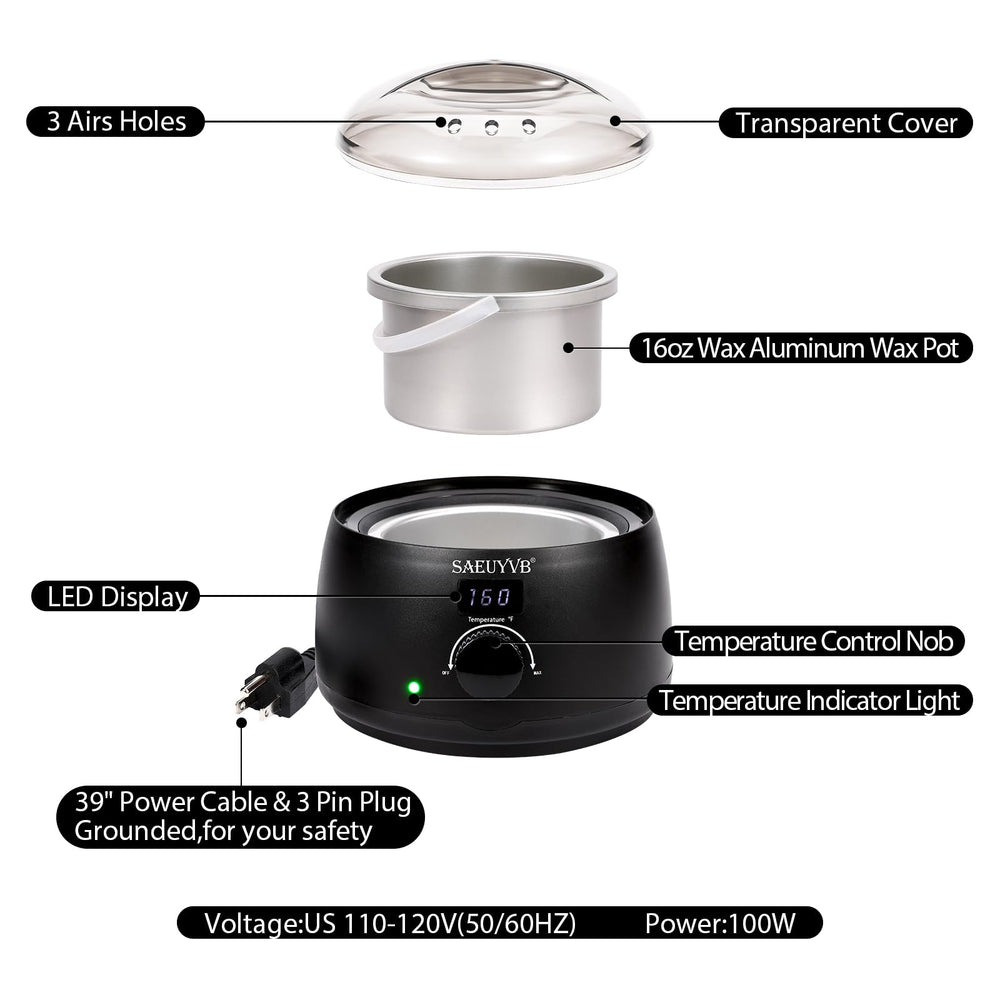 SAEUYVB 16oz wax pot with metal liner for easy pouring and cleaning.