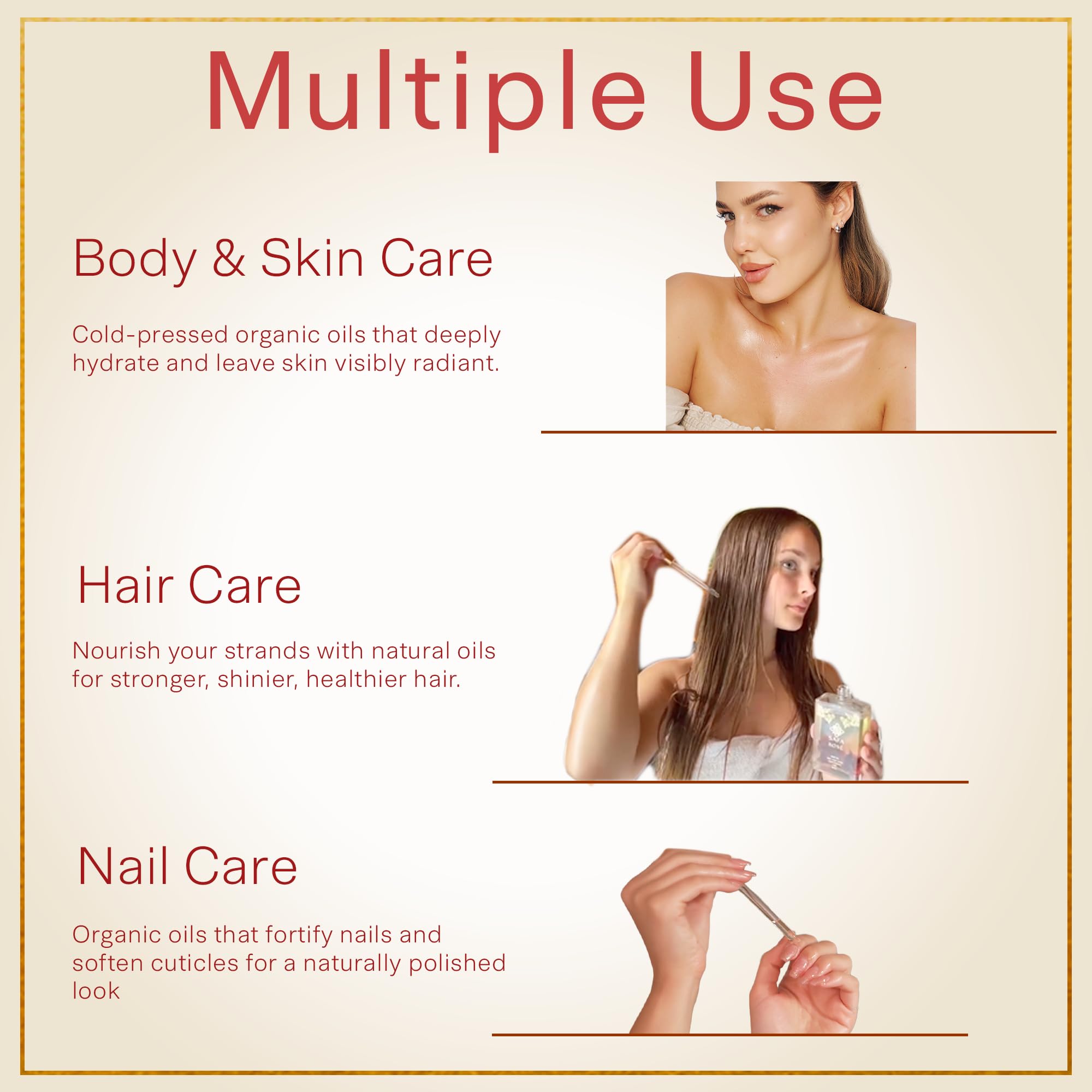 SAFA Rosé Oil application after shower for smooth, glowing skin.