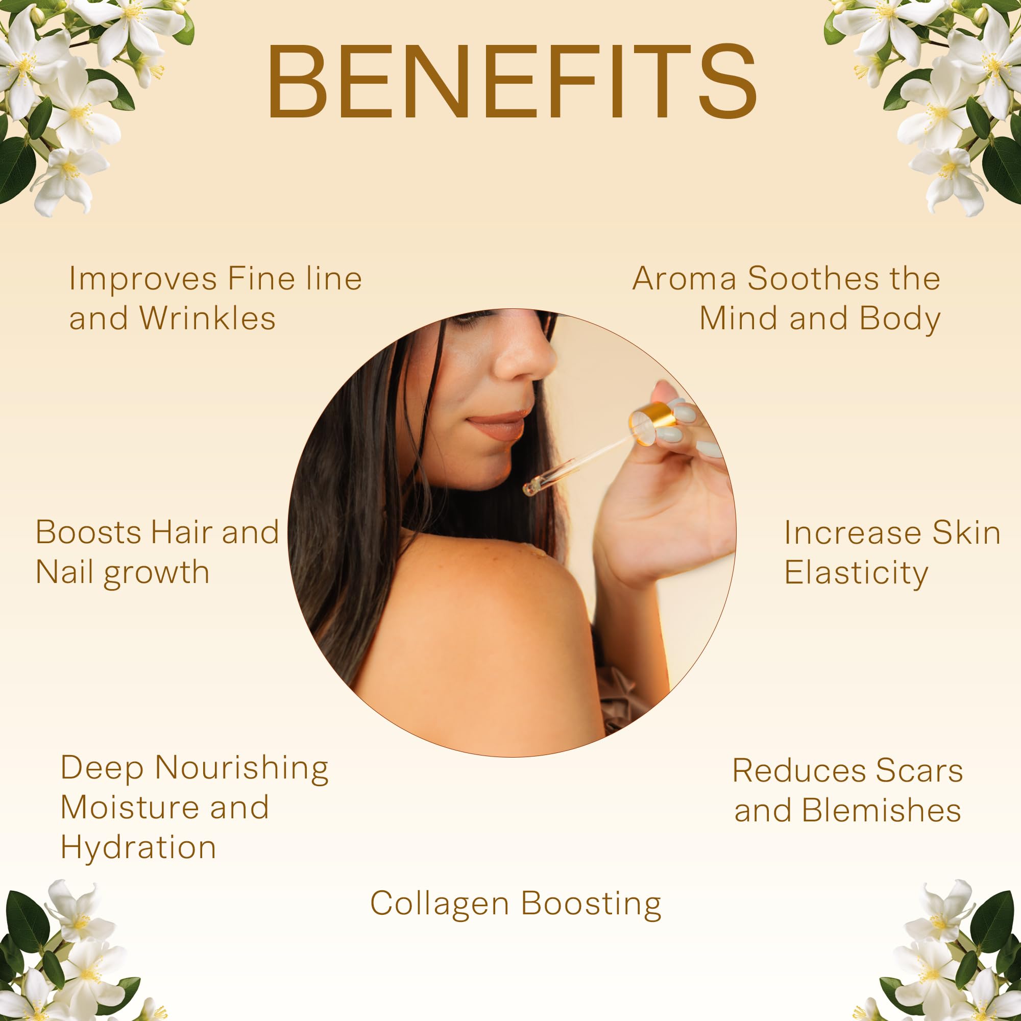 SAFA Vanillé Oil jasmine-petal-infused image suggests hydrating floral infusion on skin