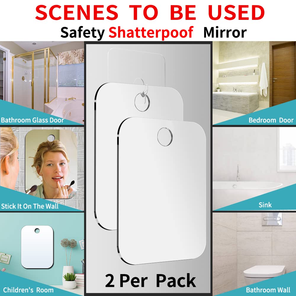 SAFEE MRROR wall-mount mirror positioned in a bathroom corner