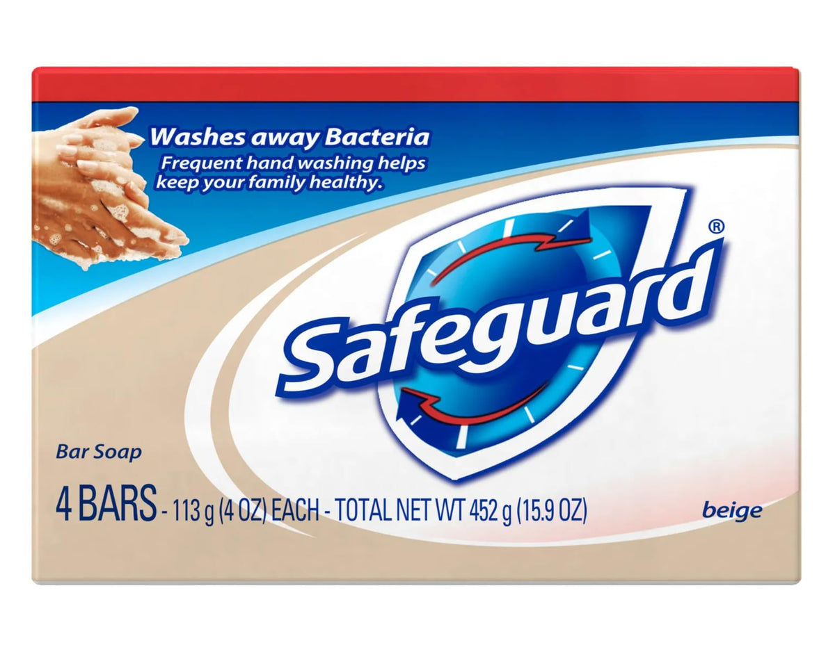 Safeguard antibacterial bath bar soap pack of 4 bars for whole family germ protection