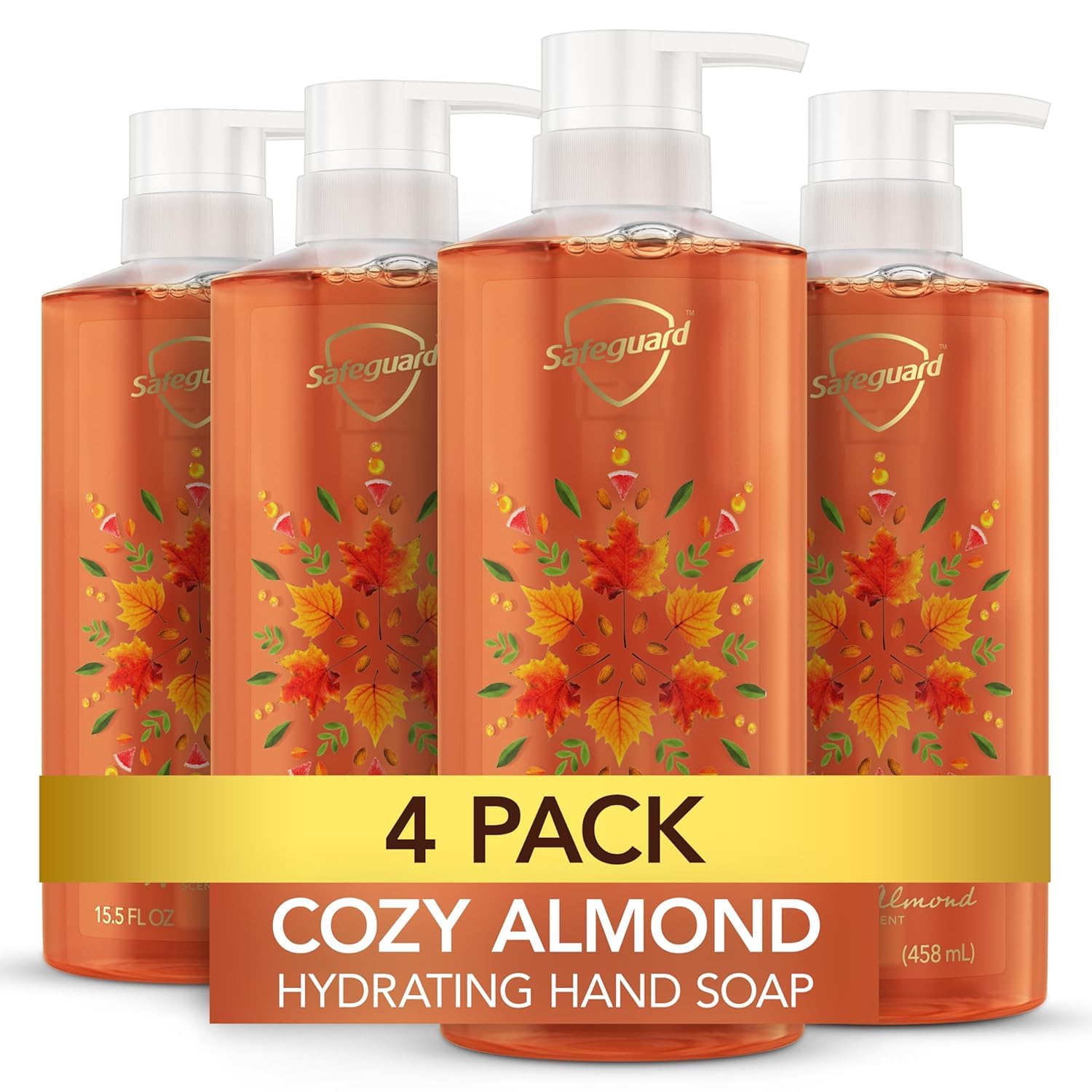 Safeguard Cozy Almond: frente de la botella, aroma reconfortante al lavarse.