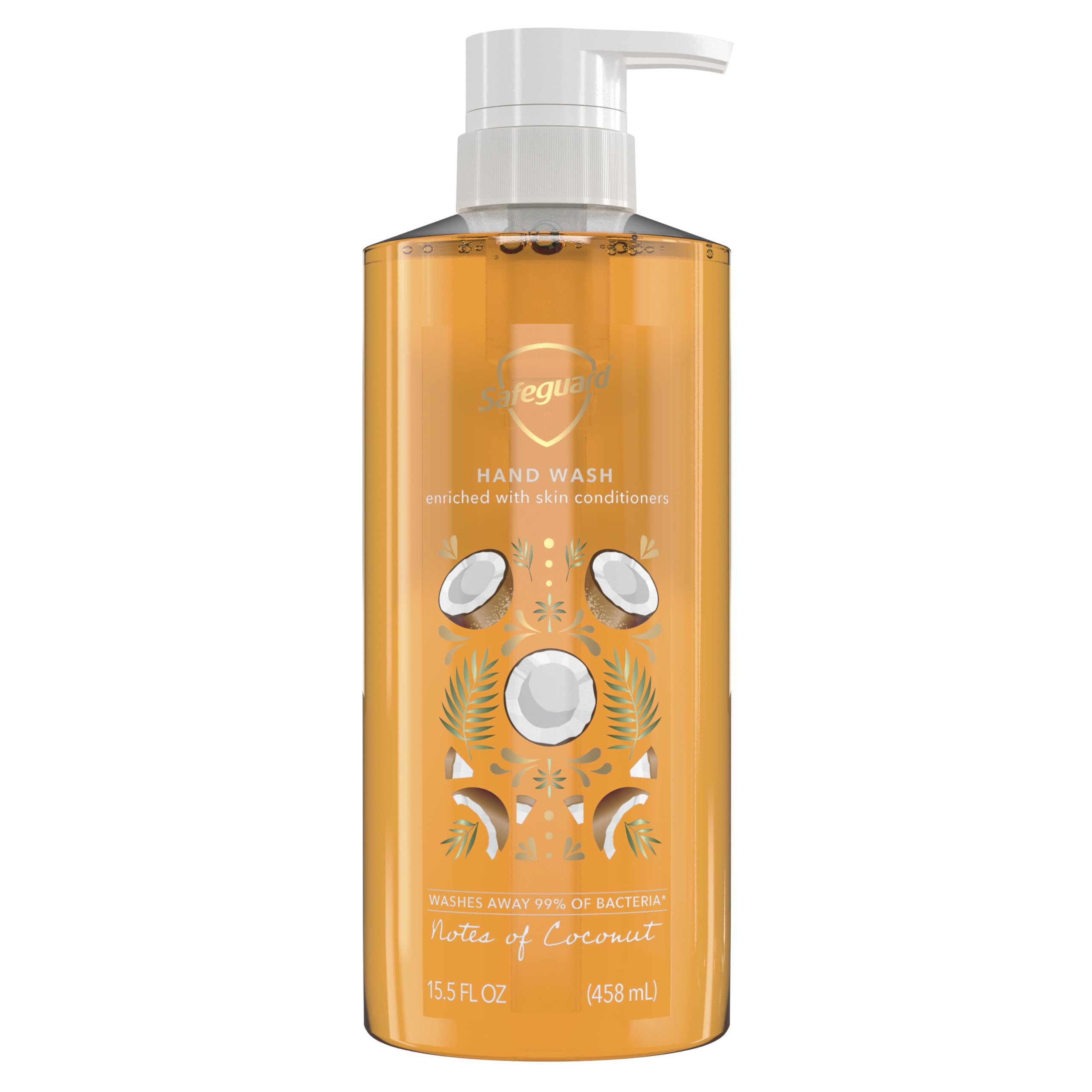 Safeguard liquid hand soap bottle with pump for quick, hygienic cleansing.
