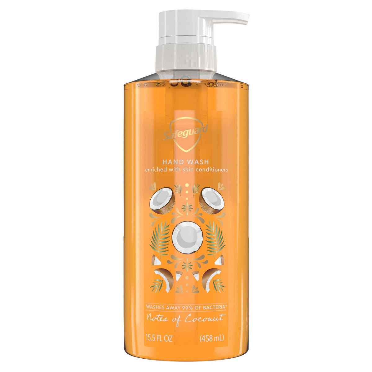 Safeguard liquid hand soap bottle with pump for quick, hygienic cleansing.