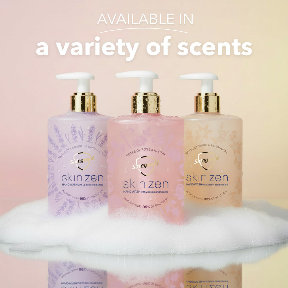 Vibrant lighting highlights moisturizing formula on Safeguard Skin Zen.