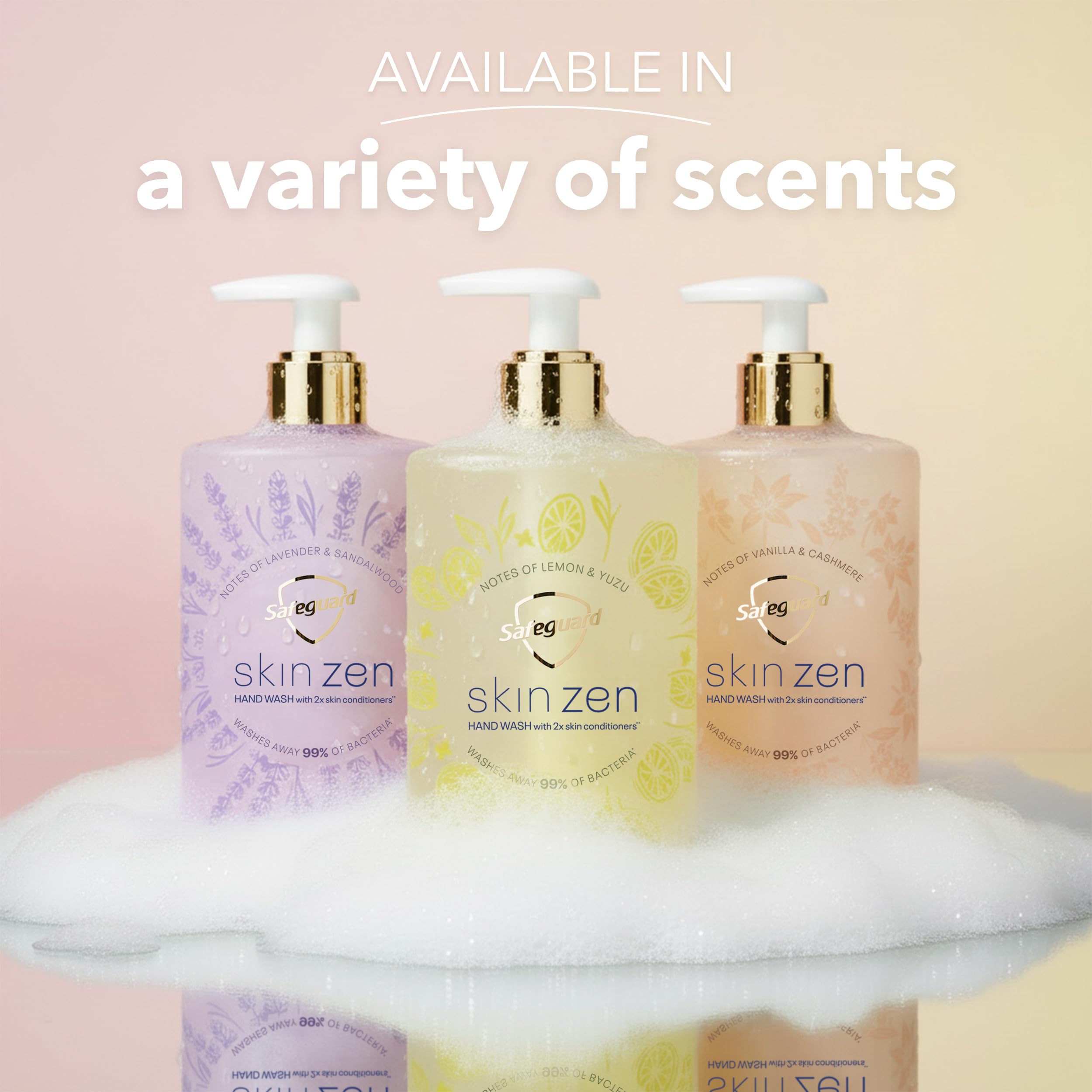 Safeguard Skin Zen packaging on shelf in a bright bathroom
