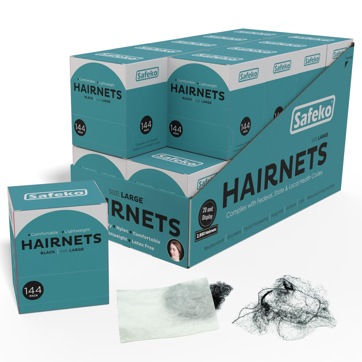 SAFEKO redes para cabello con empaque frontal, fáciles de almacenar para uso diario.