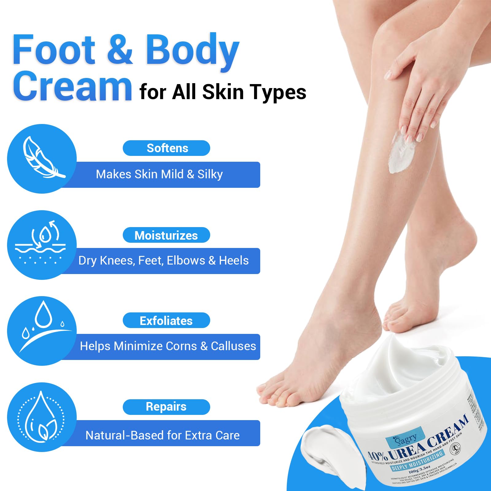 Sagry foot care for multiple areas helps soften rough skin.