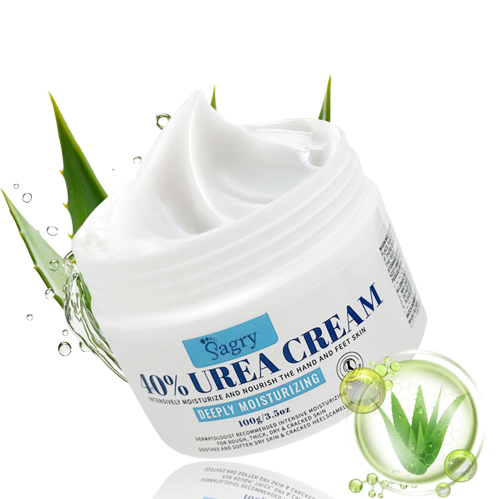 Sagry Urea 40% foot cream tube delivers deep moisture for dry skin.