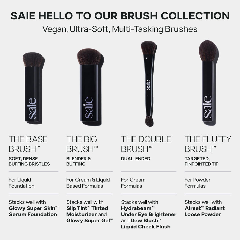 Saie cruelty-free brush cleaning routine with mild soap and water.