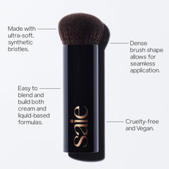 Saie Big Liquid Foundation Brush in action, showing blending motion for creams and liquids.