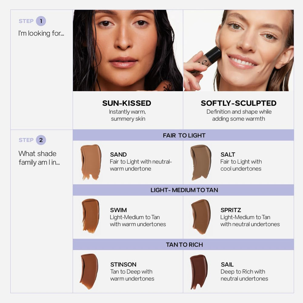 Saie Dew Bronze blends without streaks or cakiness.