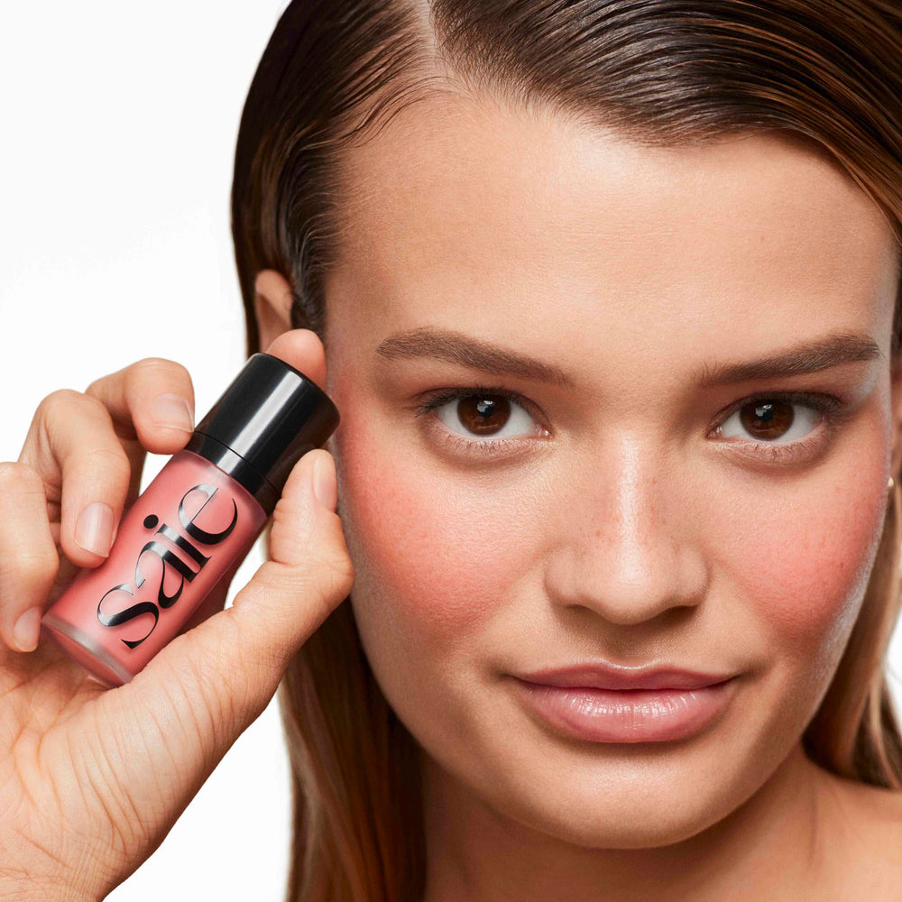 Ingredient highlights: licorice and elderberry in Saie Dew Liquid Blush.