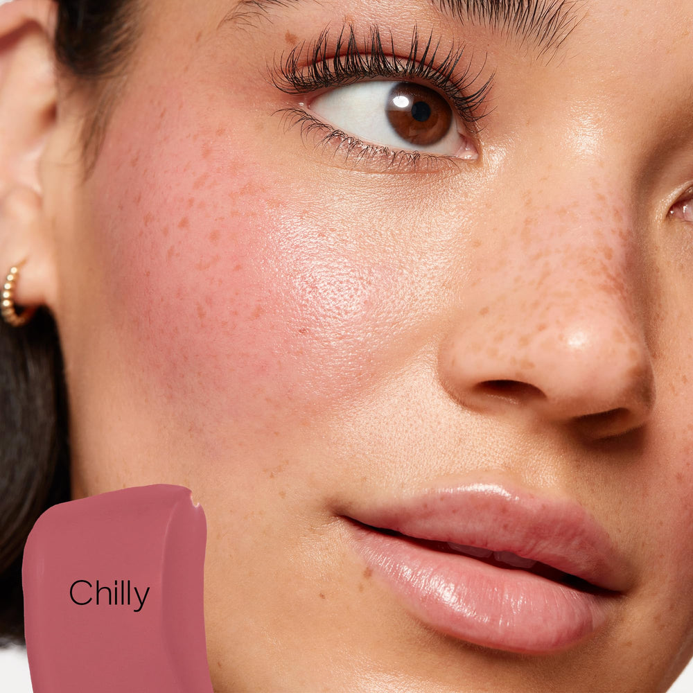 Saie Dew Liquid Blush vegan-ingredients panel emphasizes clean, cruelty-free formulation.