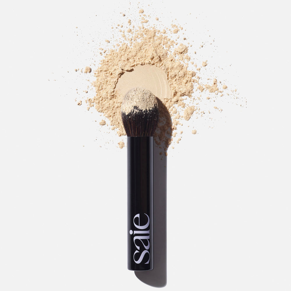 Saie The Fluffy Brush demonstrates multi-use powder application