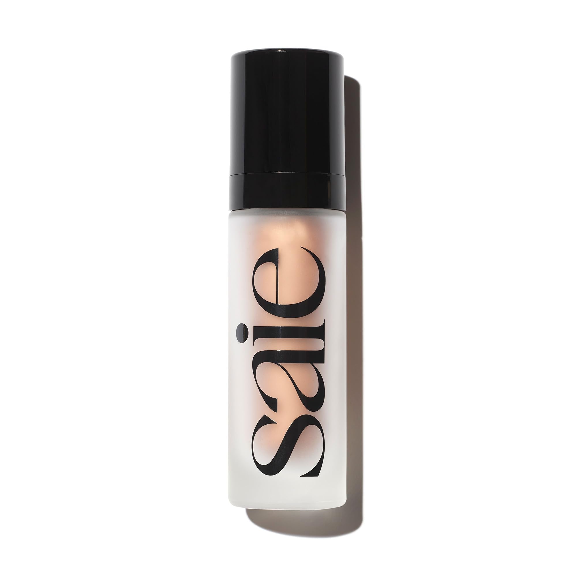 Saie Glowy Super Gel bottle for dewy hydration and makeup prep.