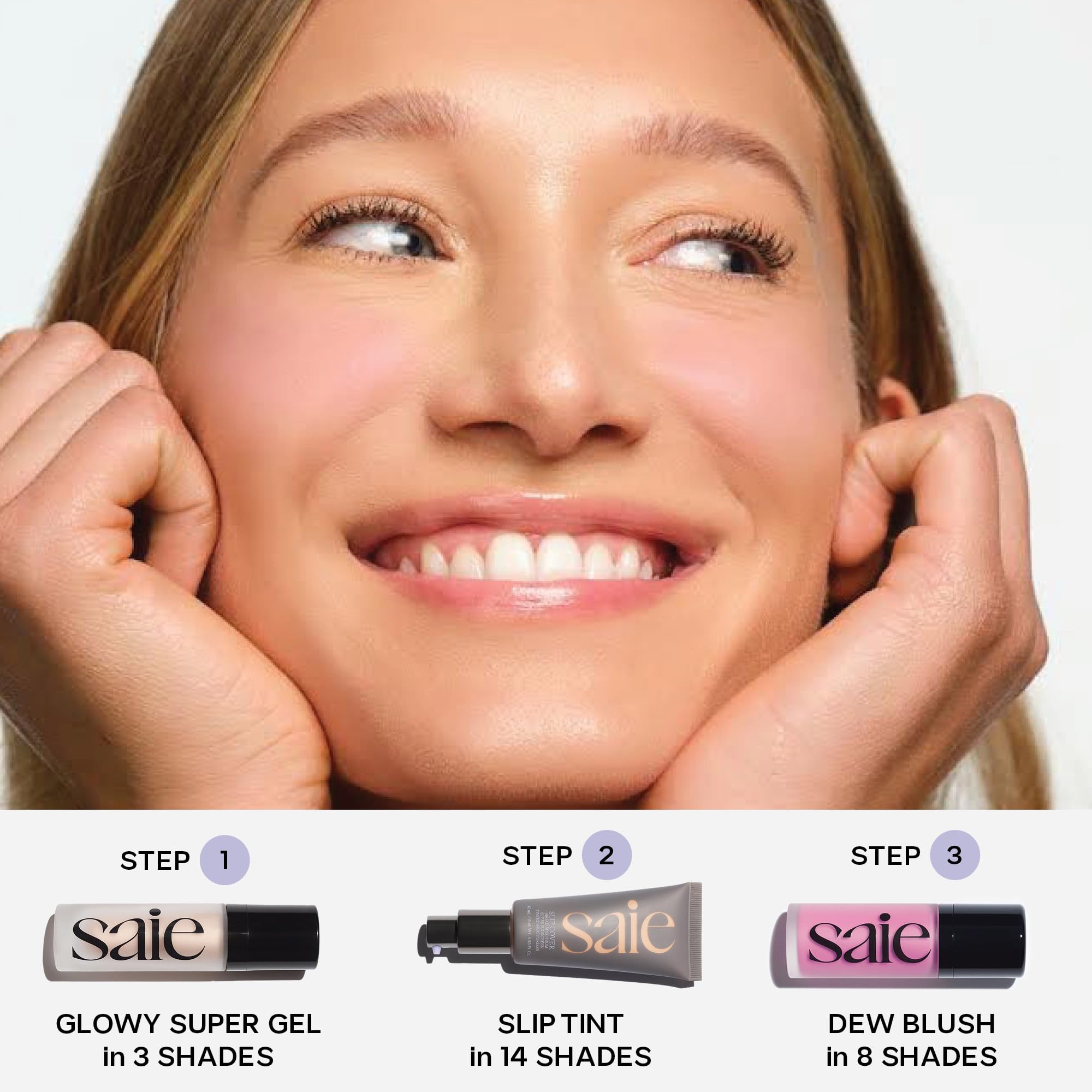 Textura suave de Saie Mini Glowy Super Gel en aplicación