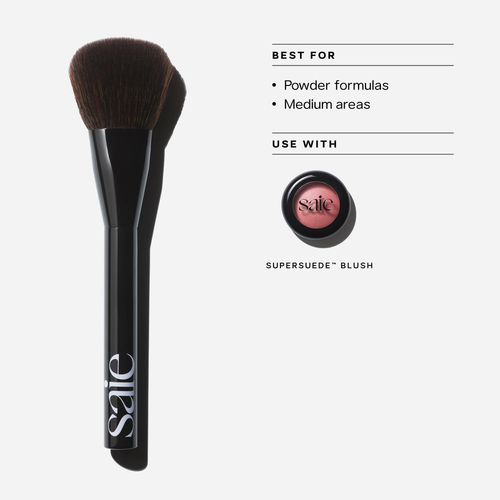 Saie Powder Blush Brush ultra-soft fibers blend evenly for natural color