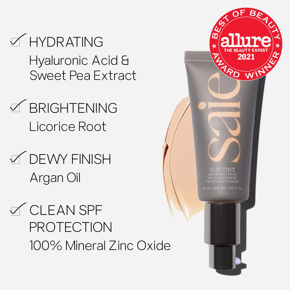 Saie Slip Tint being applied with fingertips for quick natural coverage