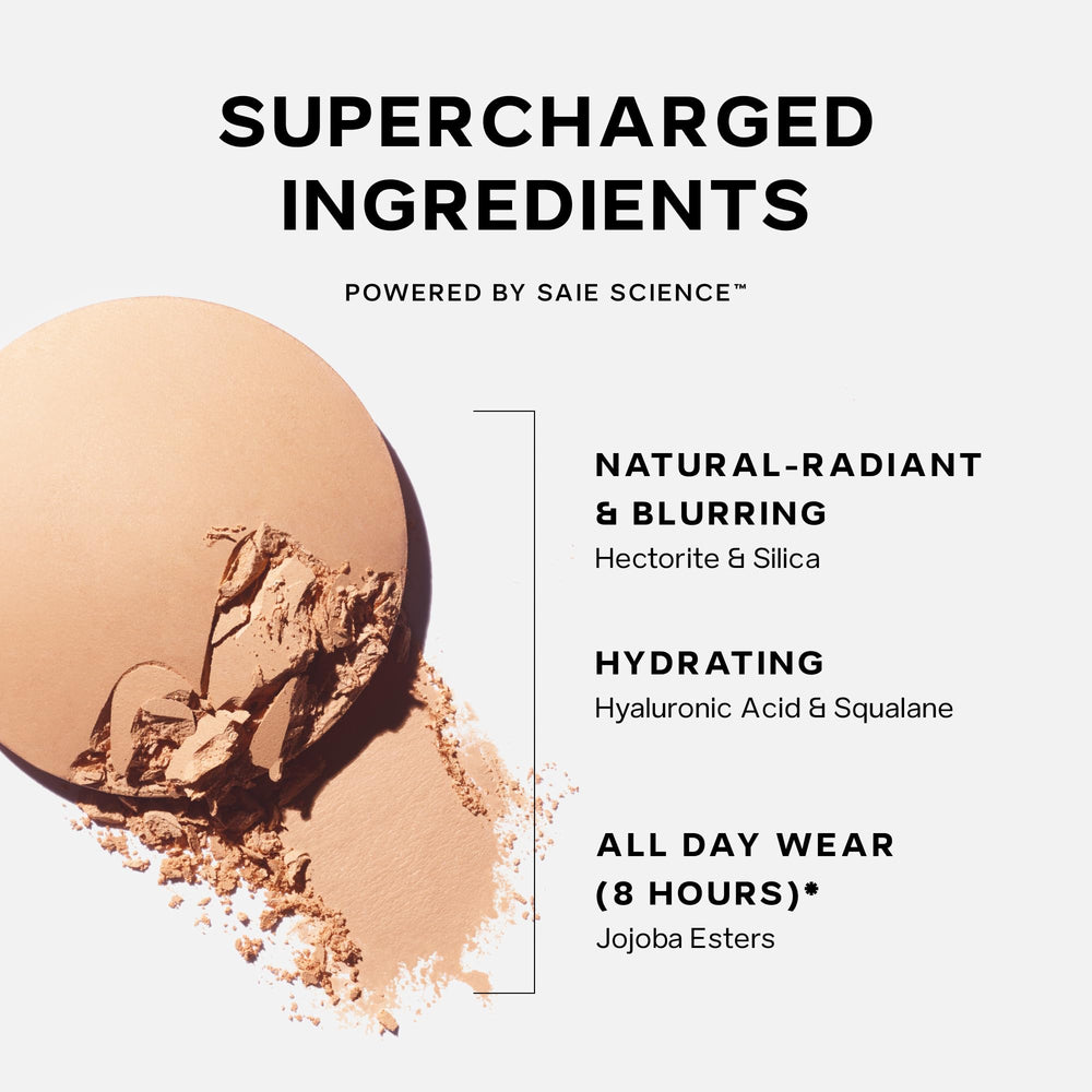 Saie Slip Tint Baked Setting Powder delivers a natural radiance