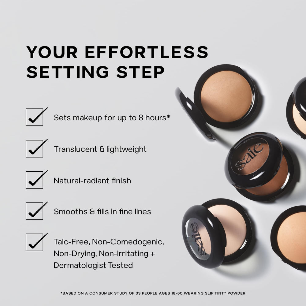 Open compact reveals translucent shade for seamless skin matching