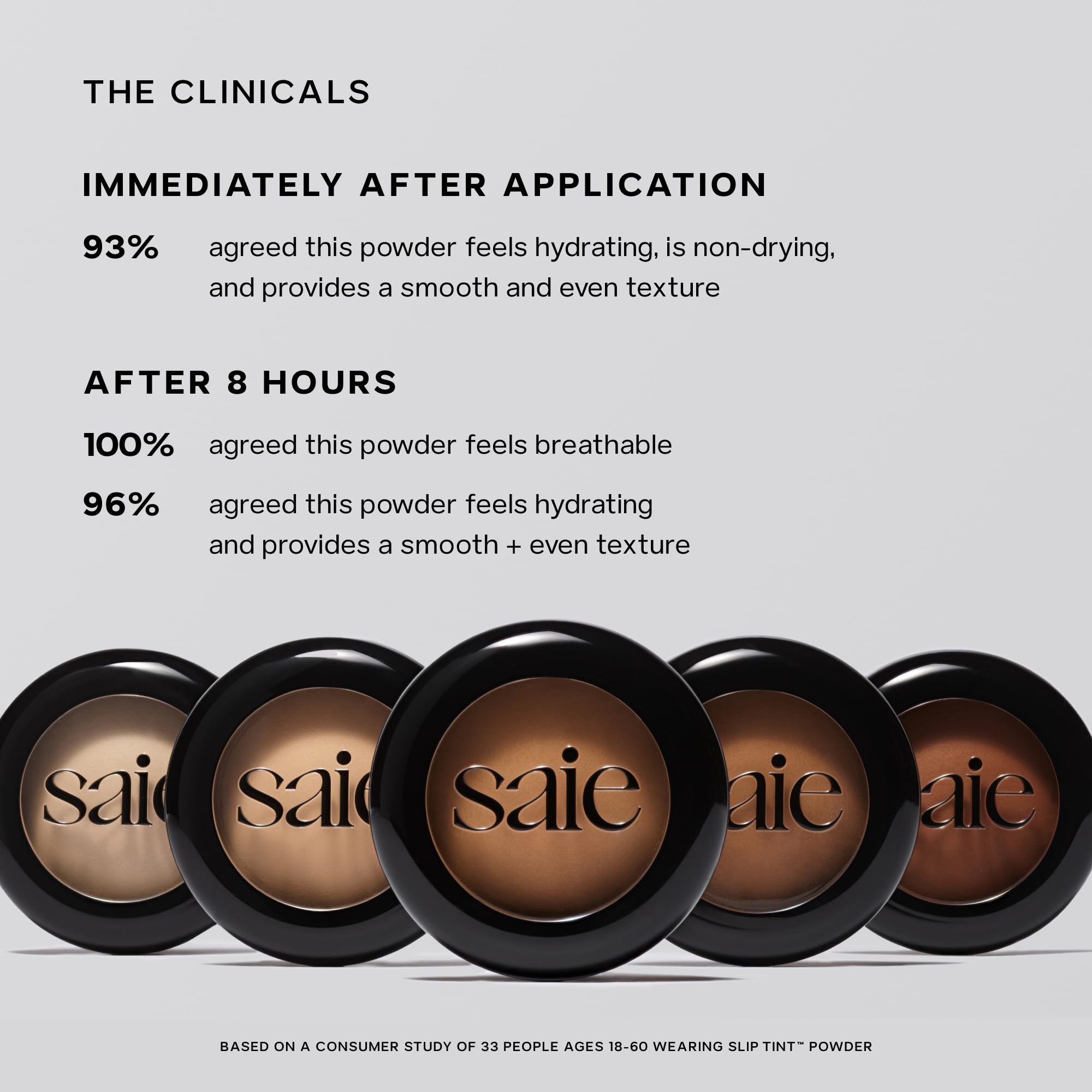 Saie Slip Tint Baked Setting Powder on skin reduces visible texture