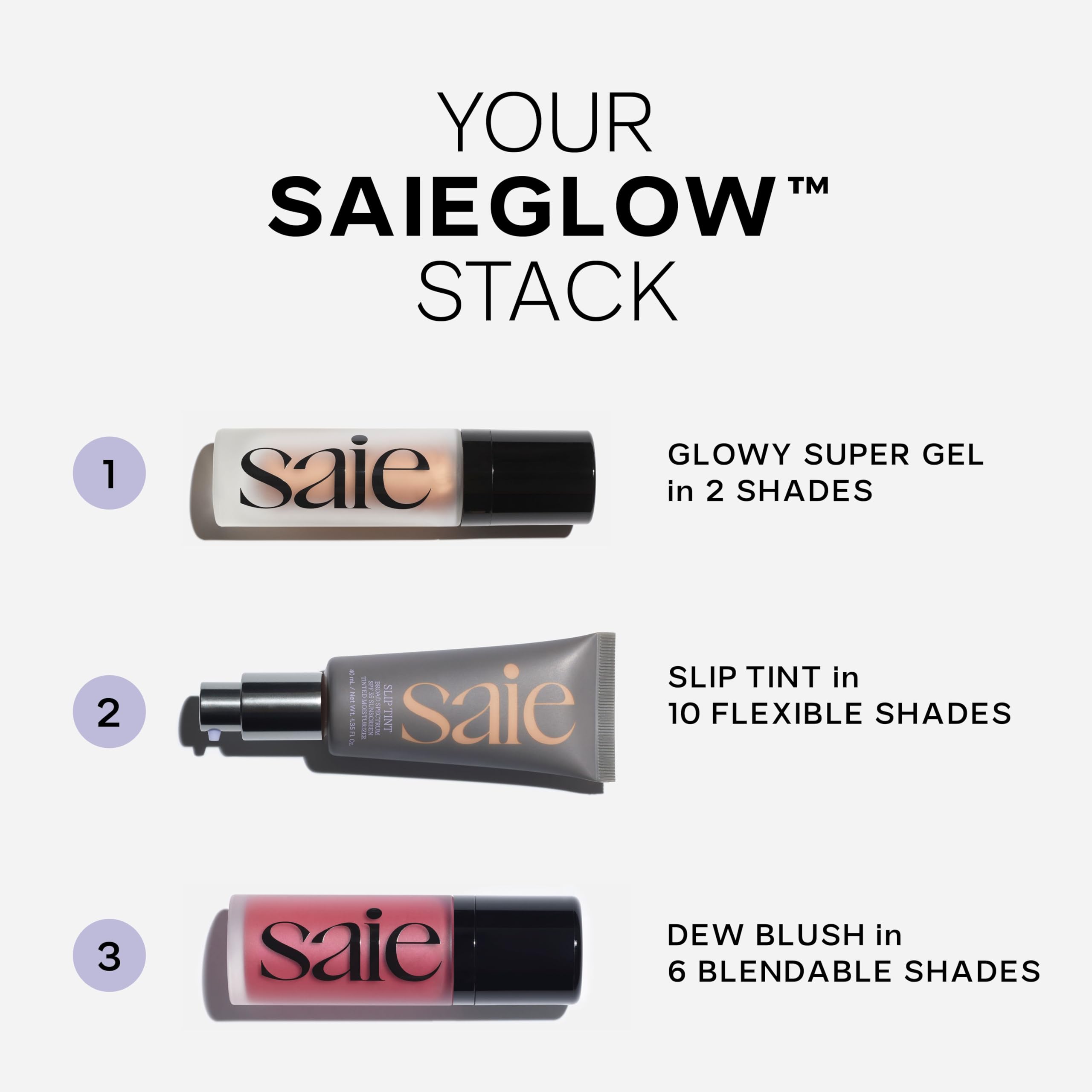 Saie Slip Tint shade two swatch showing peach undertone for light skin