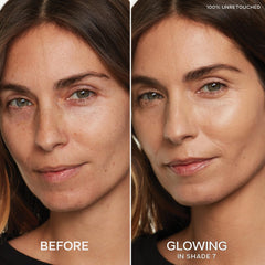 Saie Slip Tint under-eye application demonstrating medium coverage for redness and dark circles.