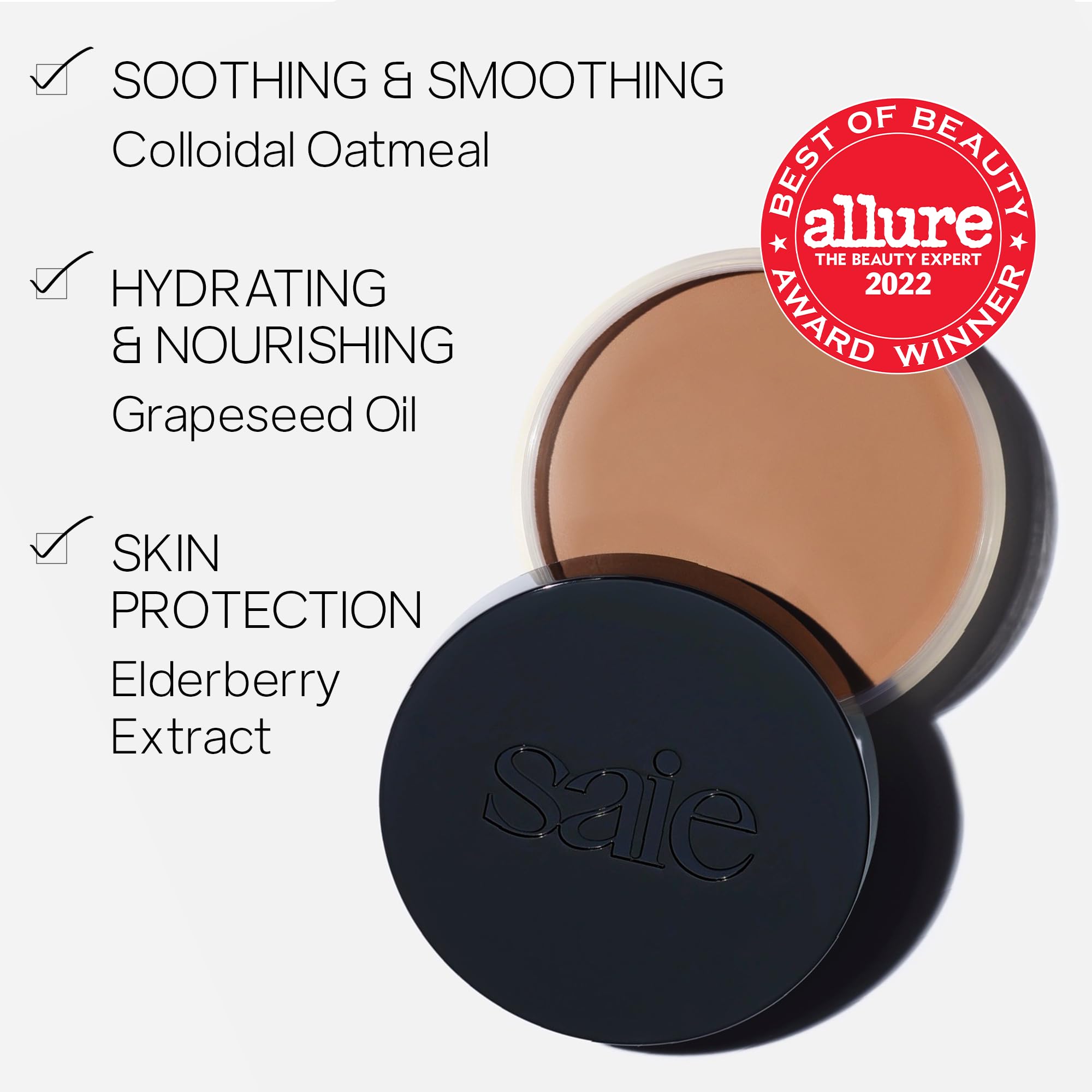 Saie Sun Melt swatch demonstrates creamy texture and buildable bronze shade on skin