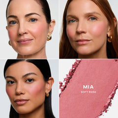Diffused finish close-up shows Saie SuperSuede texture in Mia.