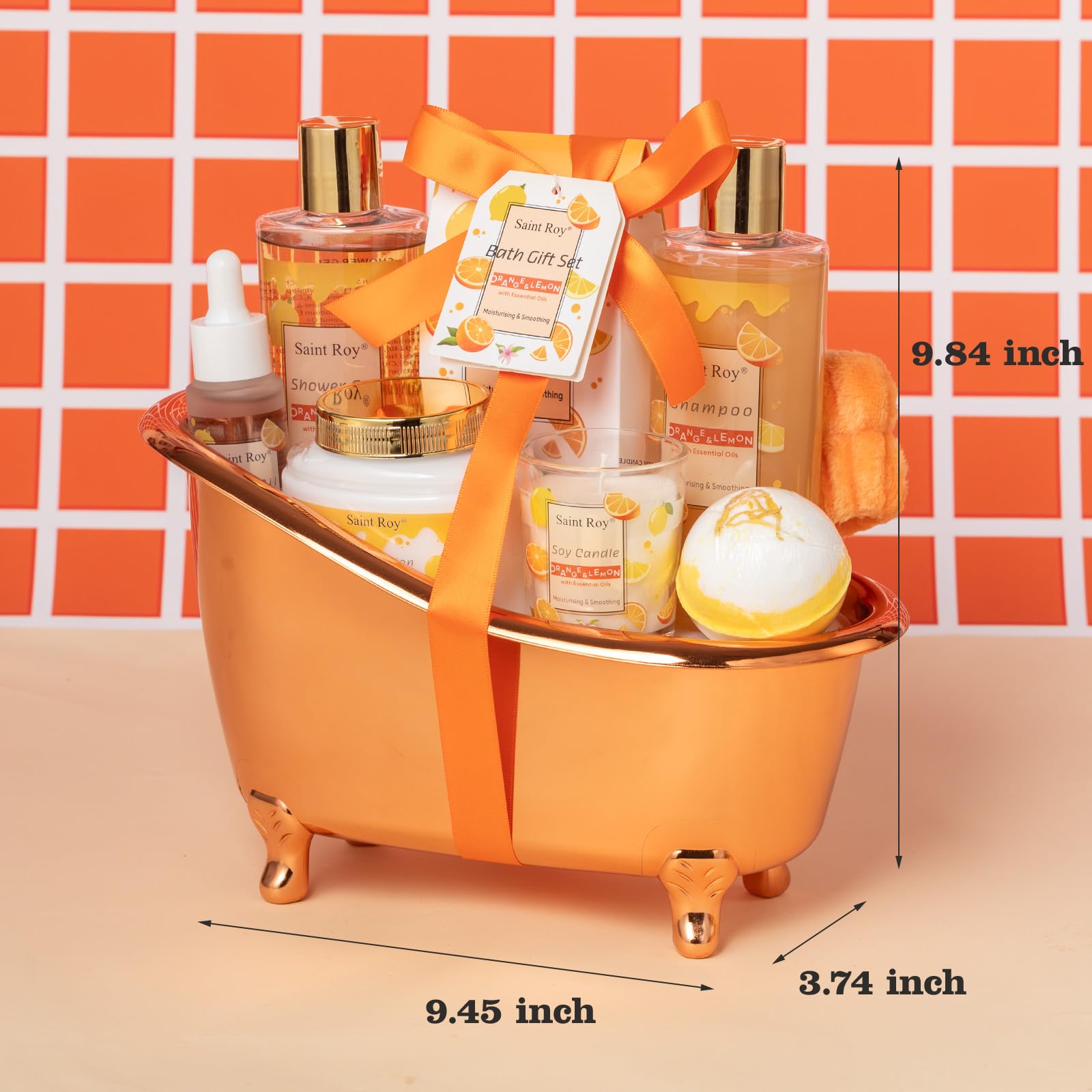 Saint Roy orange scents spa gift set bath salt for a soothing citrus soak.