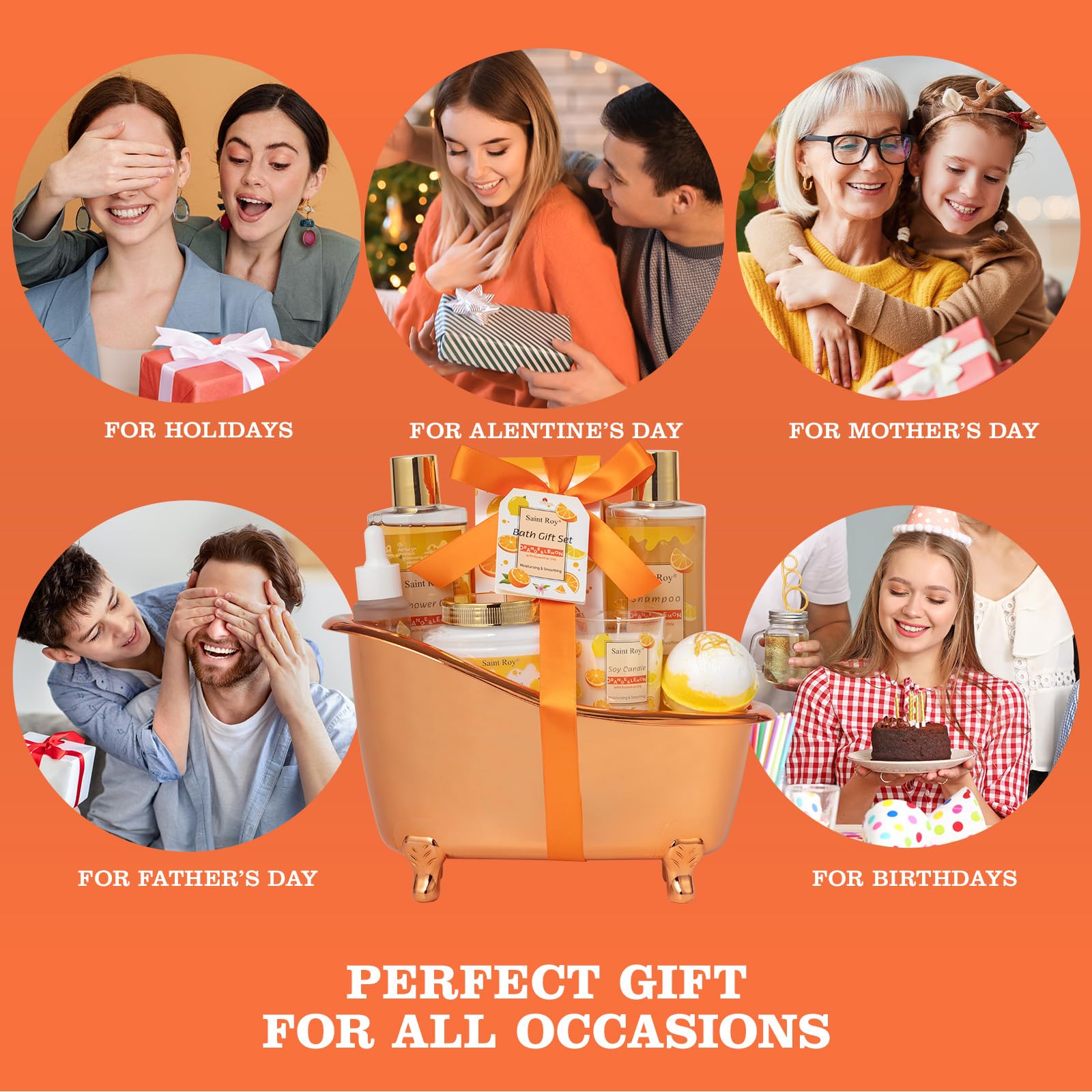 Saint Roy orange scents spa gift set spa candle with citrus scent for relaxing evenings.