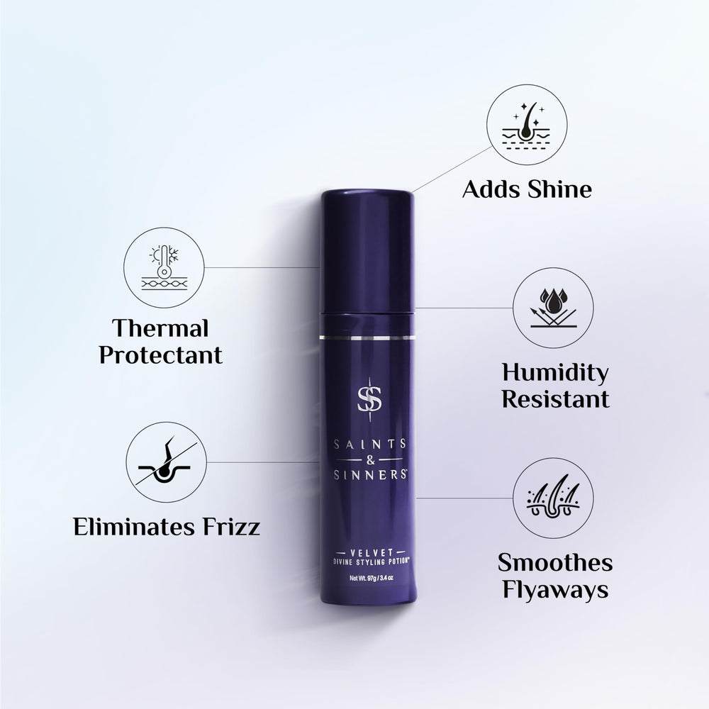 Saints & Sinners Velvet Divine pump application enables easy, even distribution for frizz control.