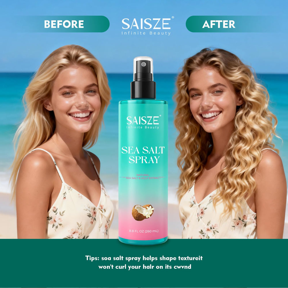 SAISZE Sea Salt Spray on curls provides grip without sticky residue