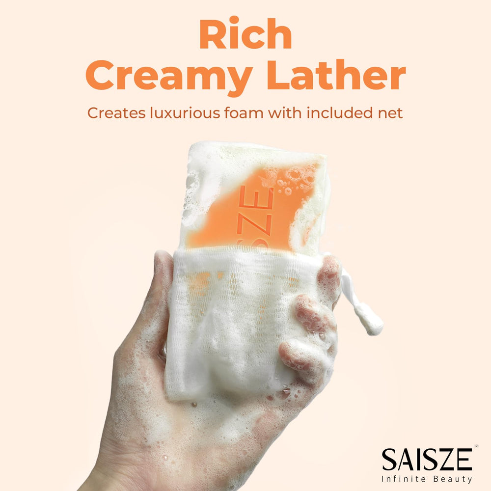 4oz SAISZE bar with a comfortable grip for body washing