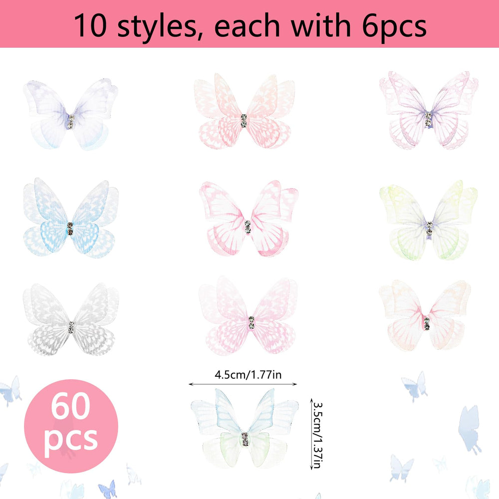 Salbsever colorful butterfly appliques 2-layer design for wedding decor and crafts