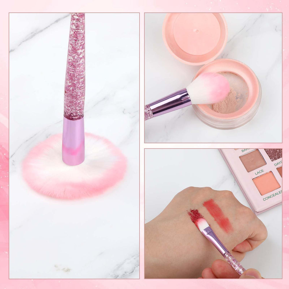 Salbsever powder brush in use for even, natural-looking powder application.