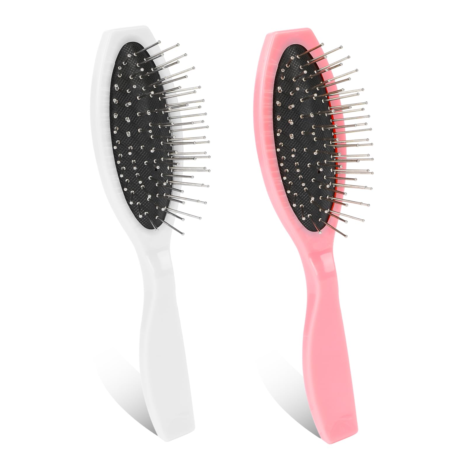 Salbsever wig brush set in white and pink for gentle detangling.
