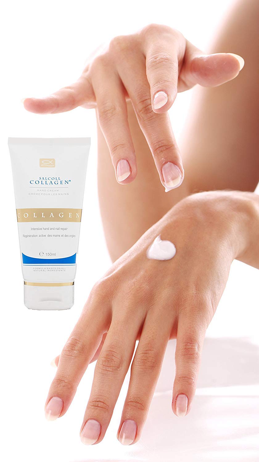 Close-up on Salcoll hand cream moisturized skin