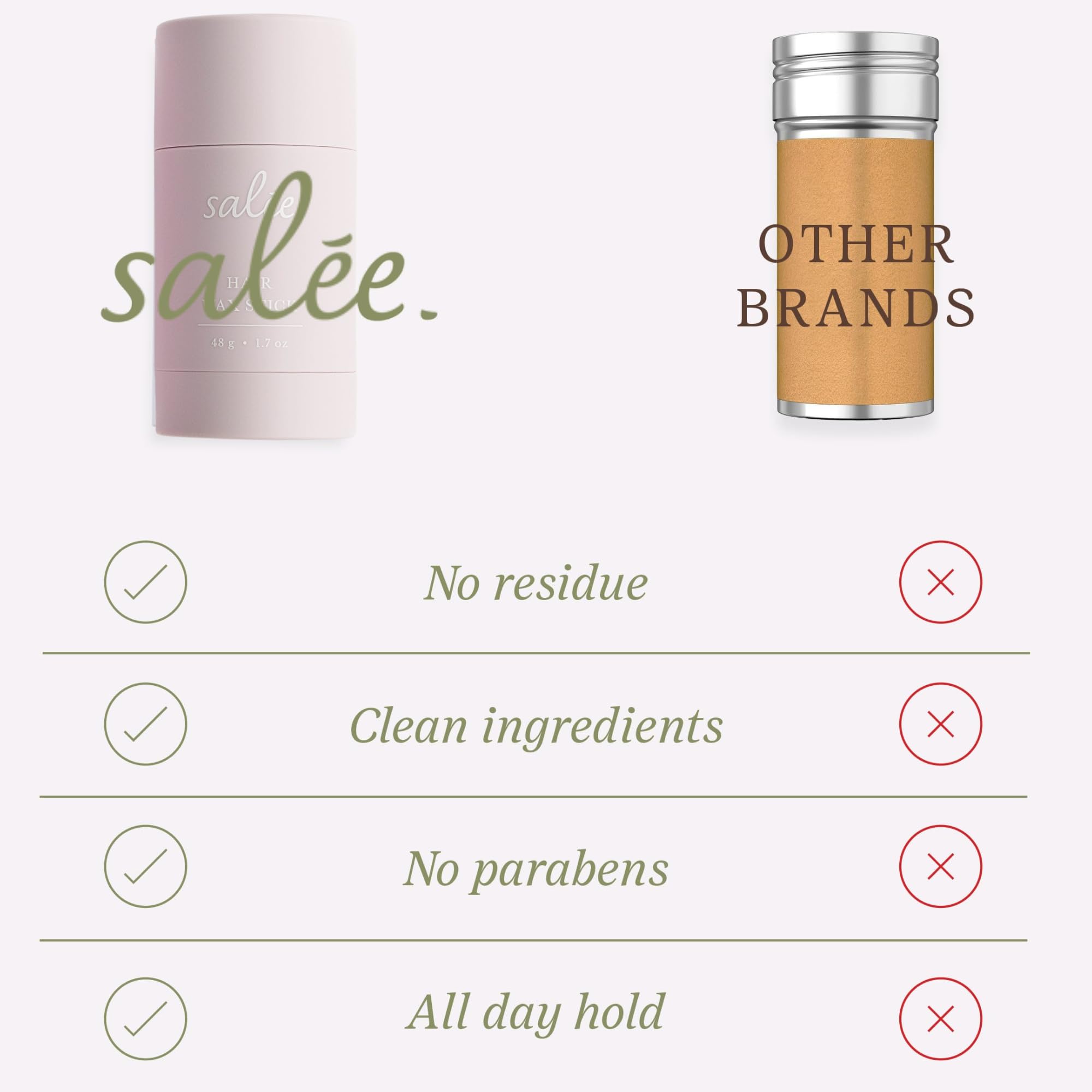Salée Hair Wax Stick, peinado hacia atrás con acabado pulido.