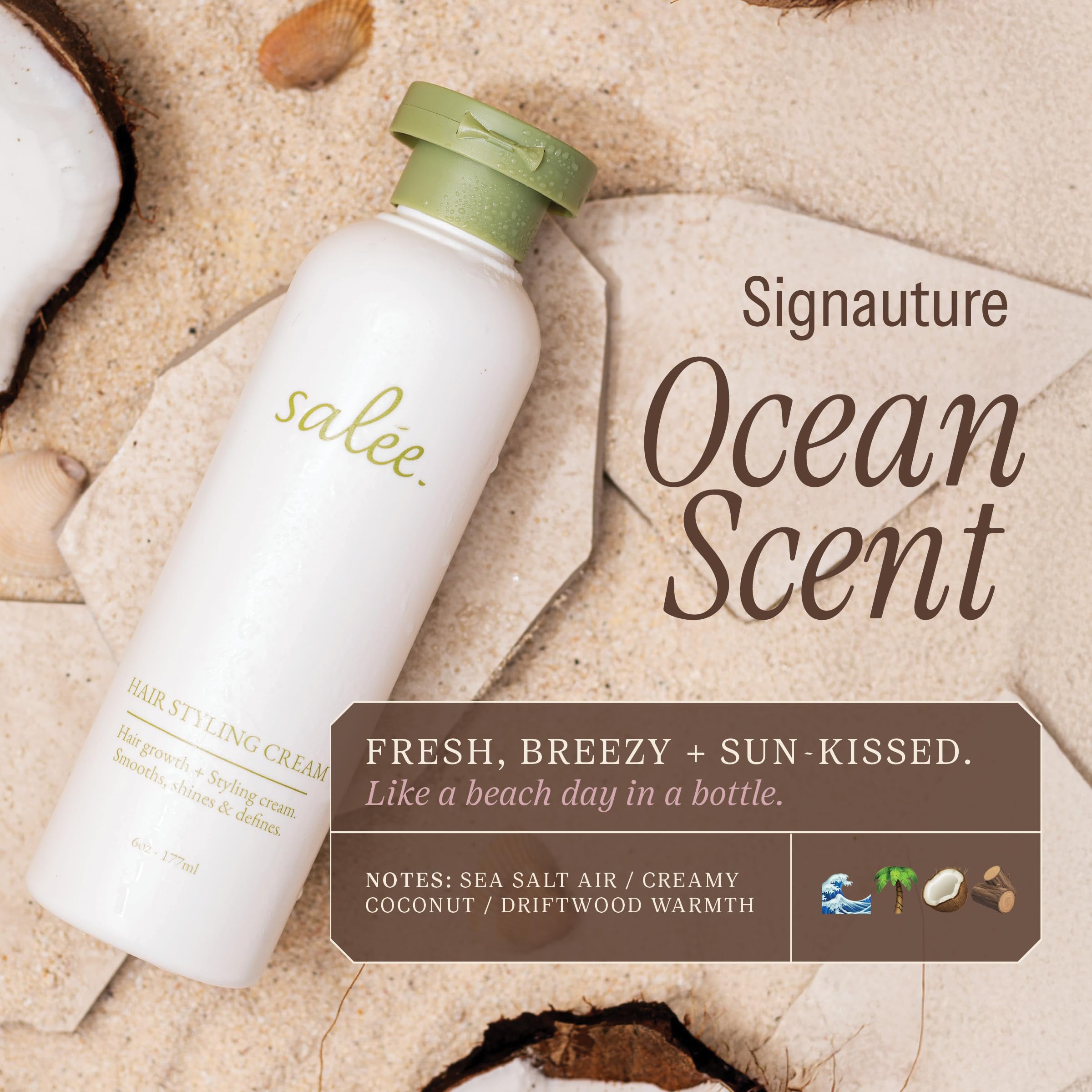 SALEE styling cream defines curls with natural movement.