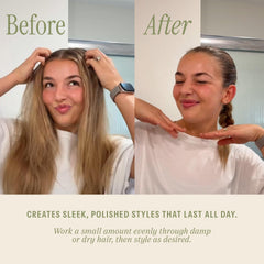 SALEE styling cream creates a slick-back look with flexible hold.